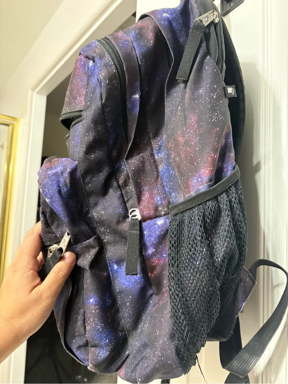 Jansport Galaxy Print Backpack in Black, Purple and Blue